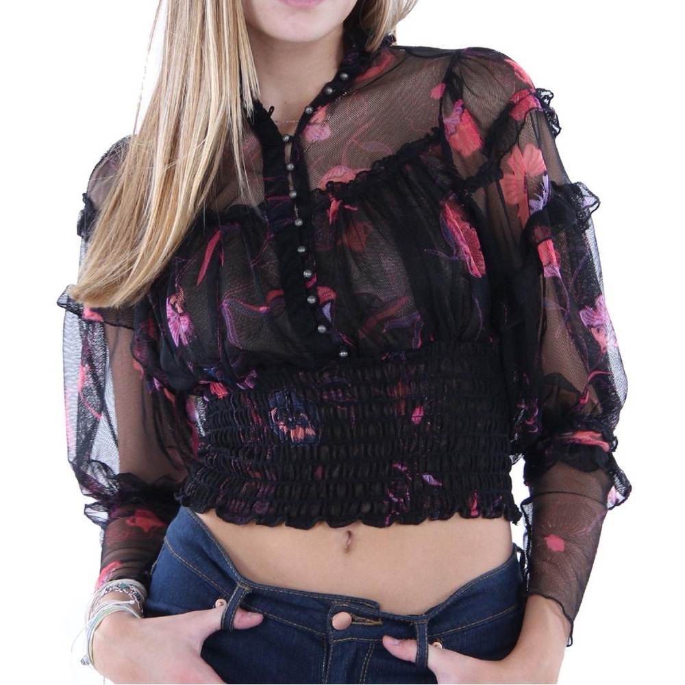 NWT FREE PEOPLE TIME FOR SHINE SMOCKED TOP - Picture 1 of 4